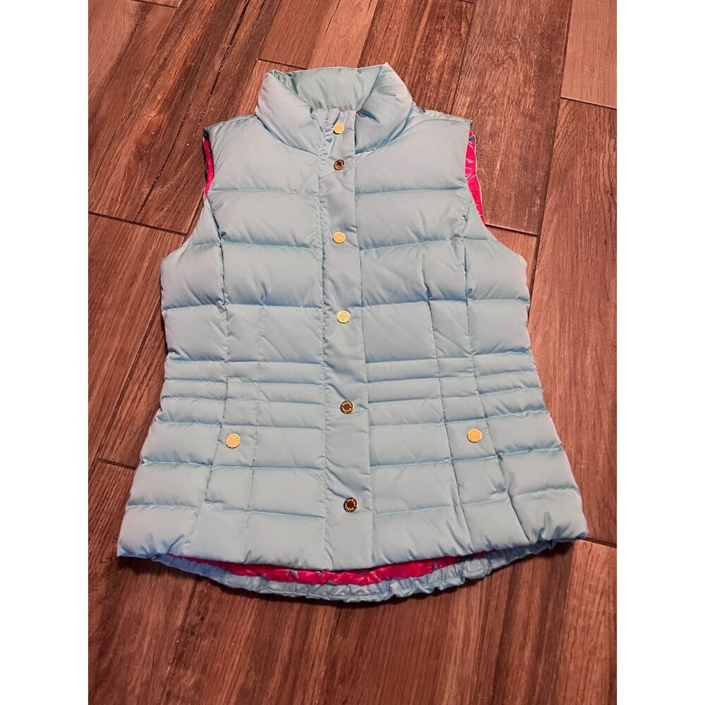 Lilly Pulitzer Women's Light Blue Down Puffer Vest Medium EUC - Picture 7 of 7